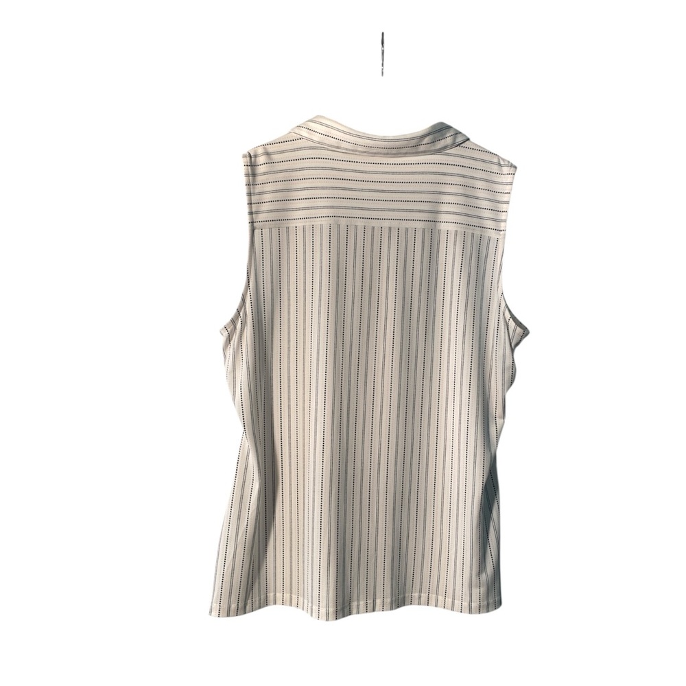 Tommy Hilfiger Beige Striped Button-Down Sleeveless Top - Picture 3 of 7